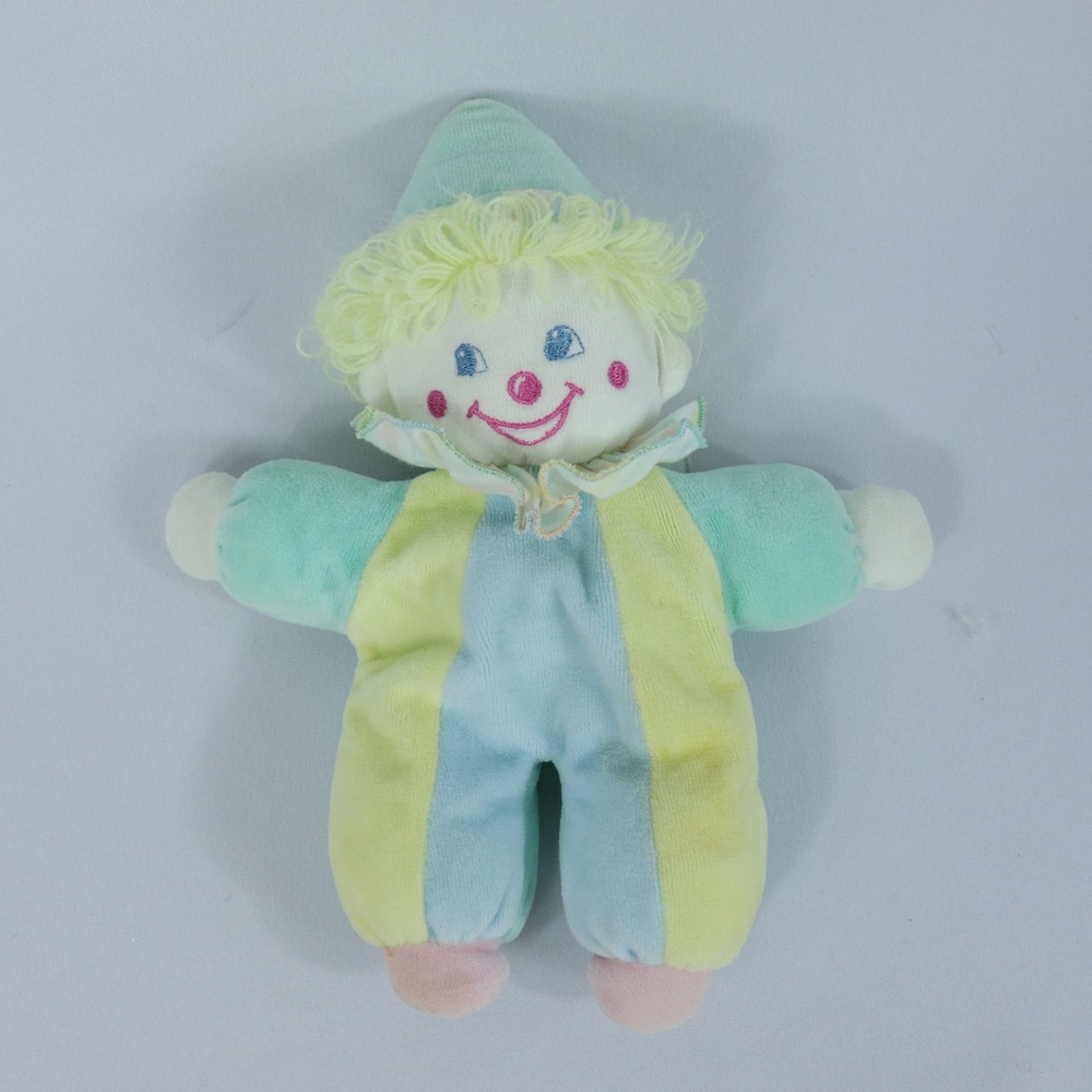 Vintage Bantam Pastel TerryCloth Clown Plush Baby Lovey Toy Rattle